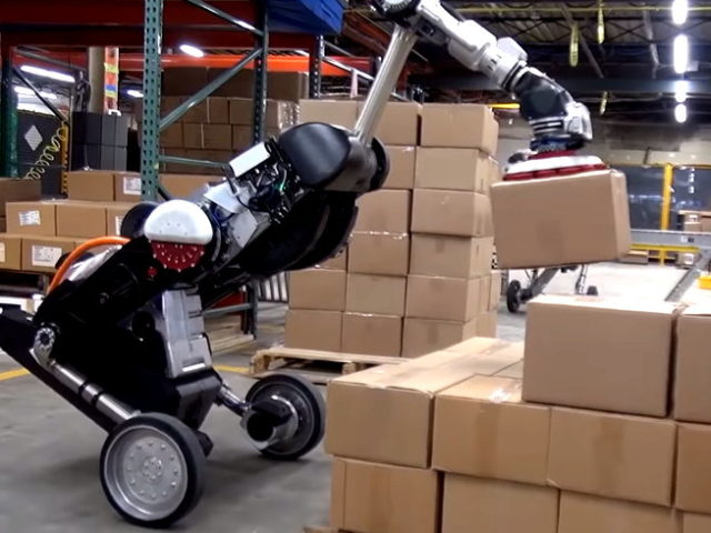 Robôs que descarregam uma carreta em 30 minutos